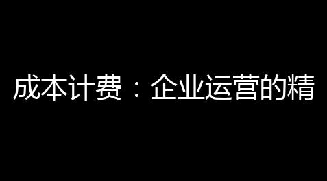 喵斯快跑辅助工具,成本计费：企业运营的精细化管理与利润最大化