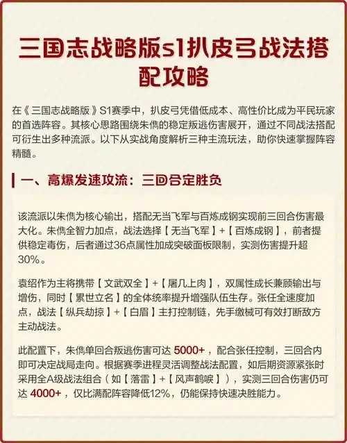 三国志战略版科技弓战法搭配指南