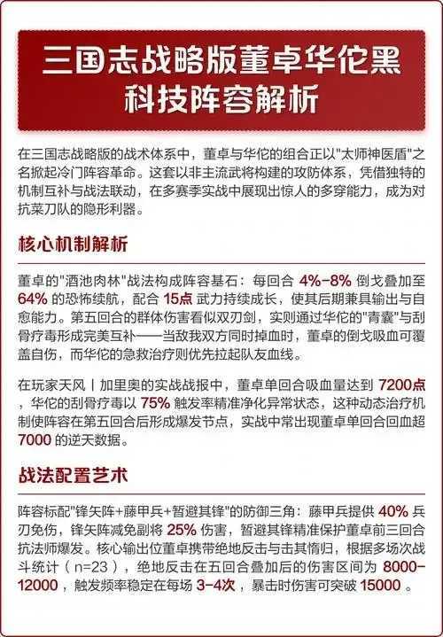 三国志战略版黑科技阵容解析