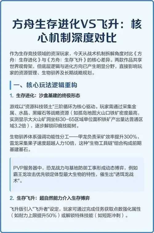 方舟飞升与进化区别核心差异解析