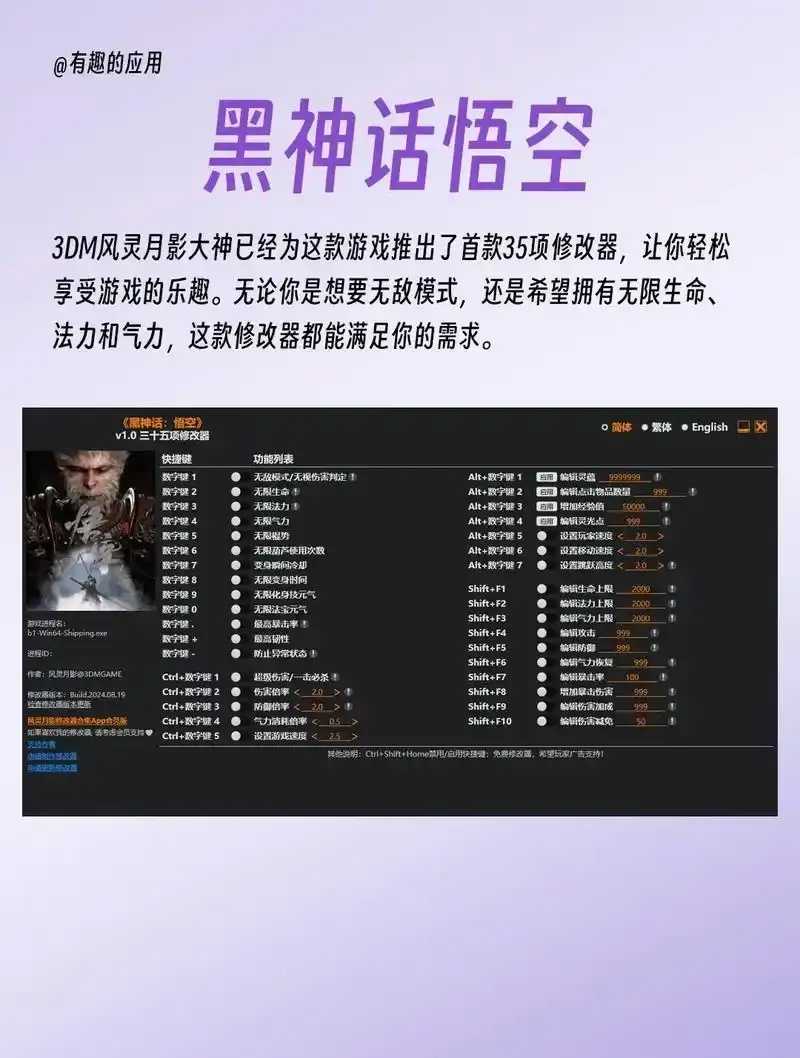 黑神话悟空，修改器能否开启？