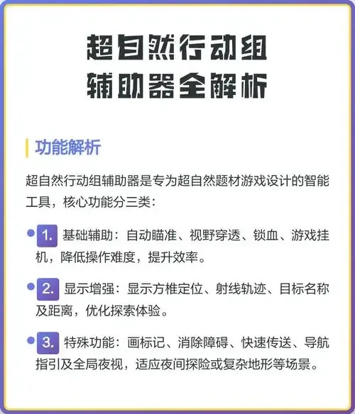 超自然行动组挂辅助器使用攻略与技巧解析 超自 然行 动组 挂辅 助器 使用 攻略 与技 第1张 超自然行动组挂辅助器使用攻略与技巧解析 超自 然行 动组 挂辅 助器 使用 攻略 与技 第1张