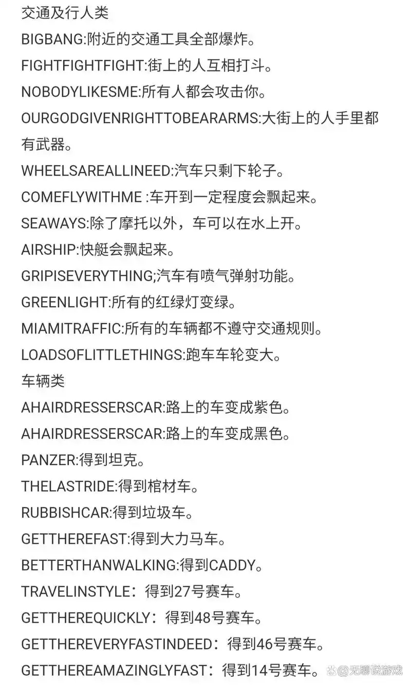 罪恶都市秘籍代码大全:完整收录与使用指南
