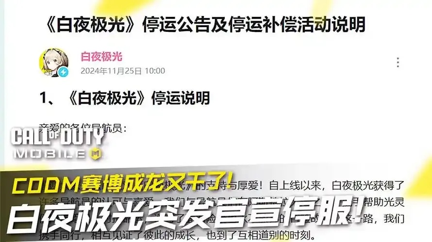 白夜极光停服原因:玩家关心的问题解析