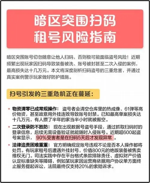 购买暗区扫码账号有风险吗?解析潜在威胁