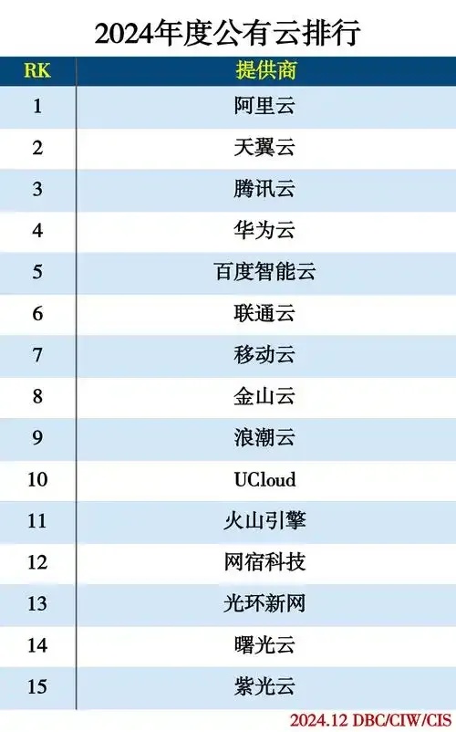 国内云服务厂商排名及市场份额分析